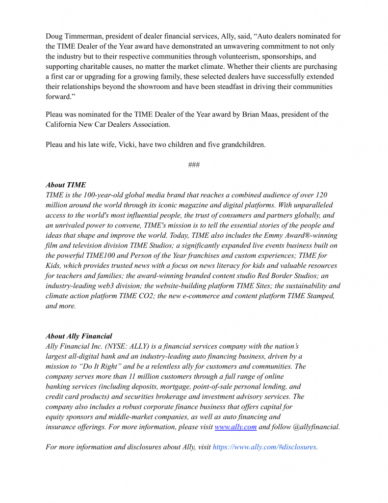 Steve Pleau, 2024 TIME Dealer of the Year Nominee Future Automotive Group