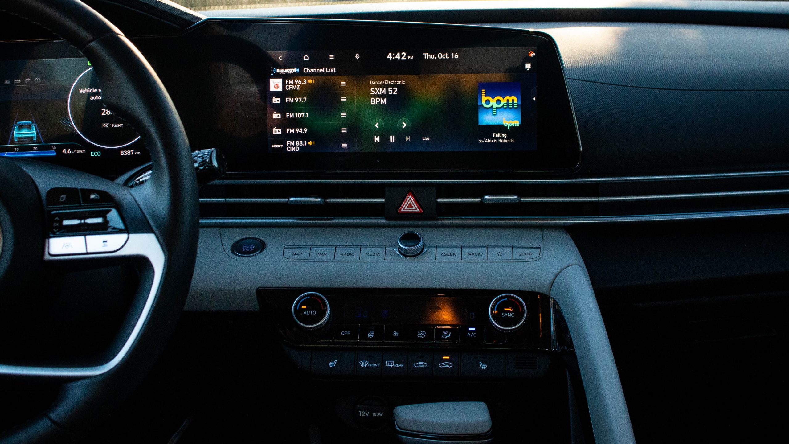 infotainment screen and climate control panel