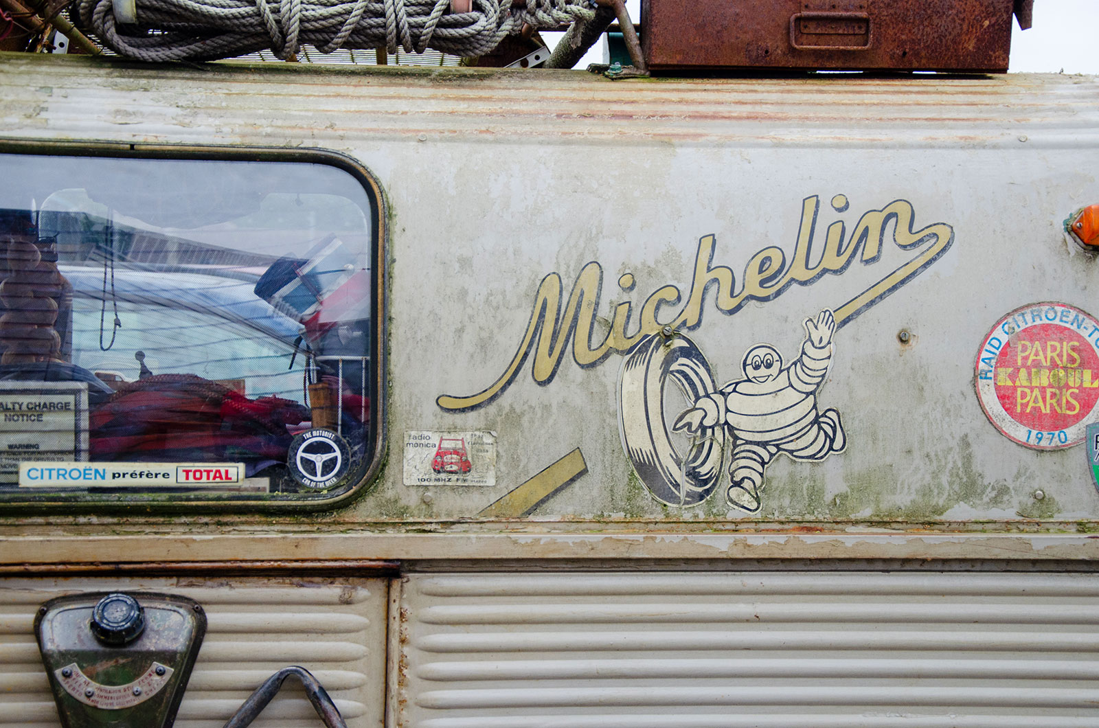 Side shot of a Citroen AK350 showing the Michelin branding