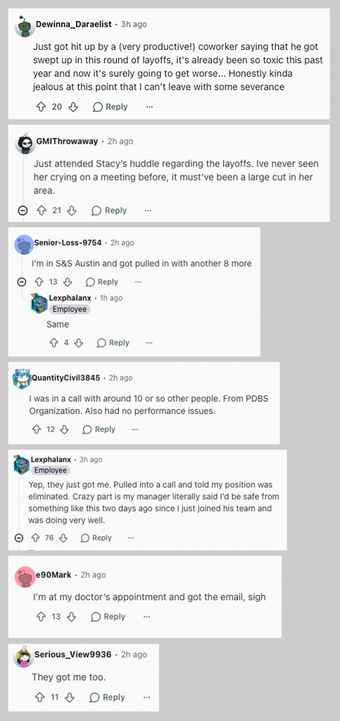 Layoff Comments Ts