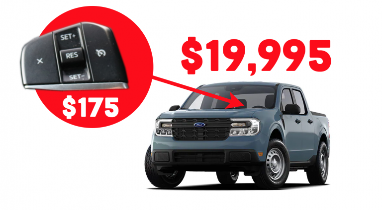 A Ford Maverick cruise control switch and a Maverick XL next to each other. Thanks Jason!