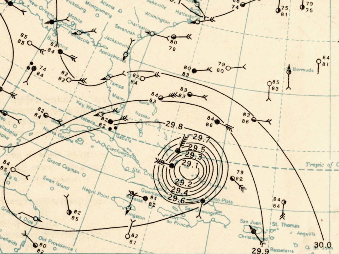 Okeechobee Hurricane Weather Map