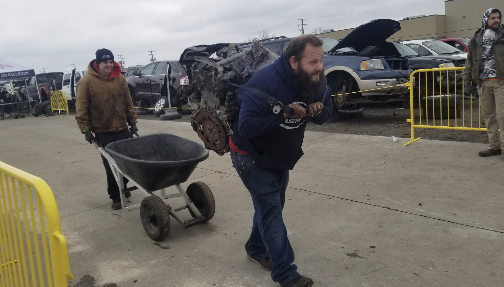 Watch In Awe As These Men Carry 300 Pound Engines And 500 Pound Axles On Their Backs To Save Money At A Junkyard - 45