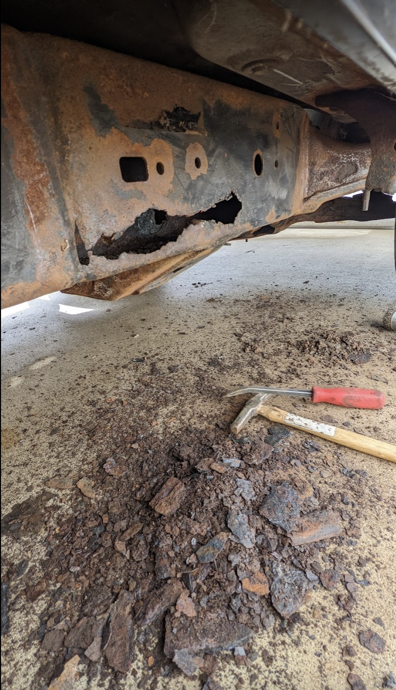 Rust on the side of the 4Runner frame