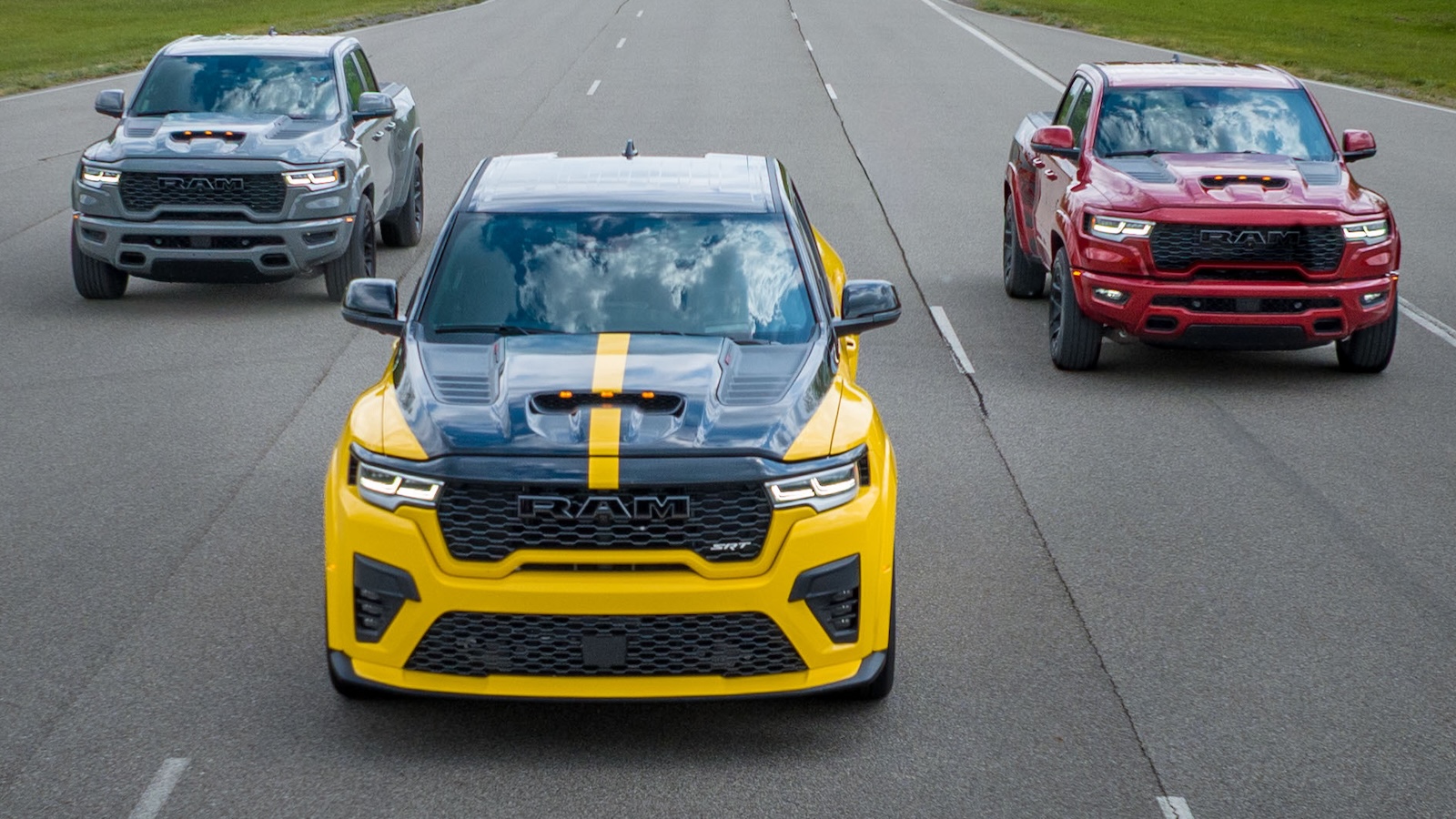 5.7-liter model on left, SRT in middle, 392 on right