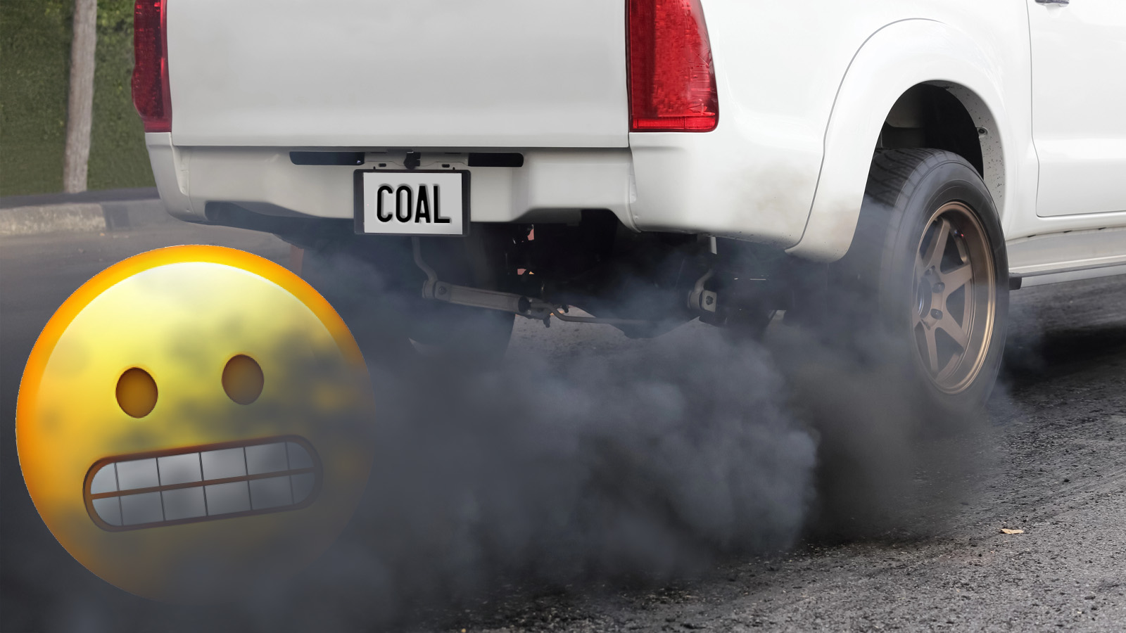 Air Pollution From Vehicle Exhaust Pipe On Road