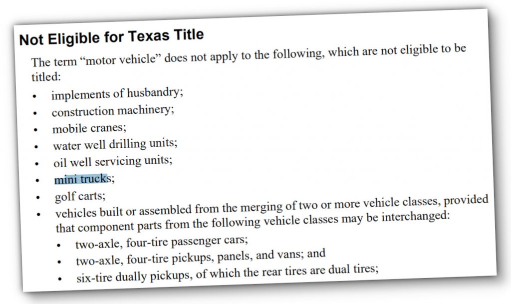 Enthusiasts In Texas Are Stuck After DMV Offices Refuse To Title