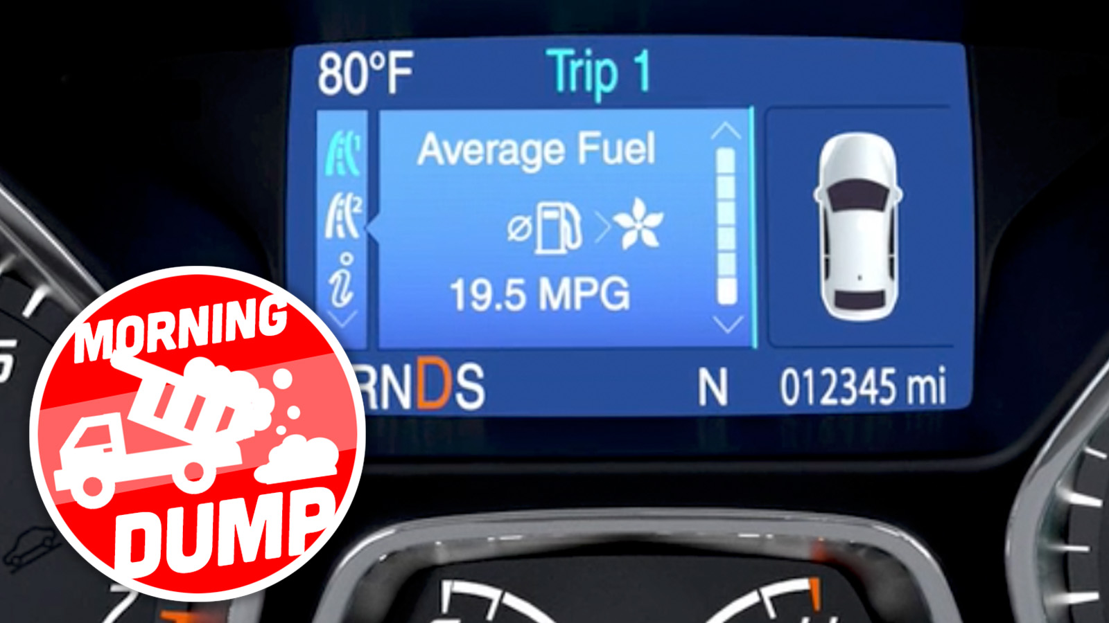 Average fuel consumption of a car displayed on car dashboard Average Fuel Consumption Of A Car Displayed On Car Dashboard