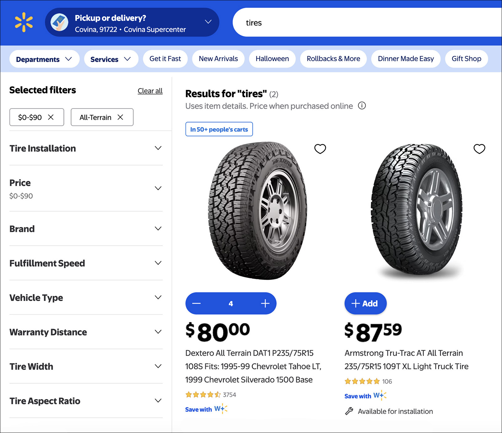 Walmart Dextero Tires Web