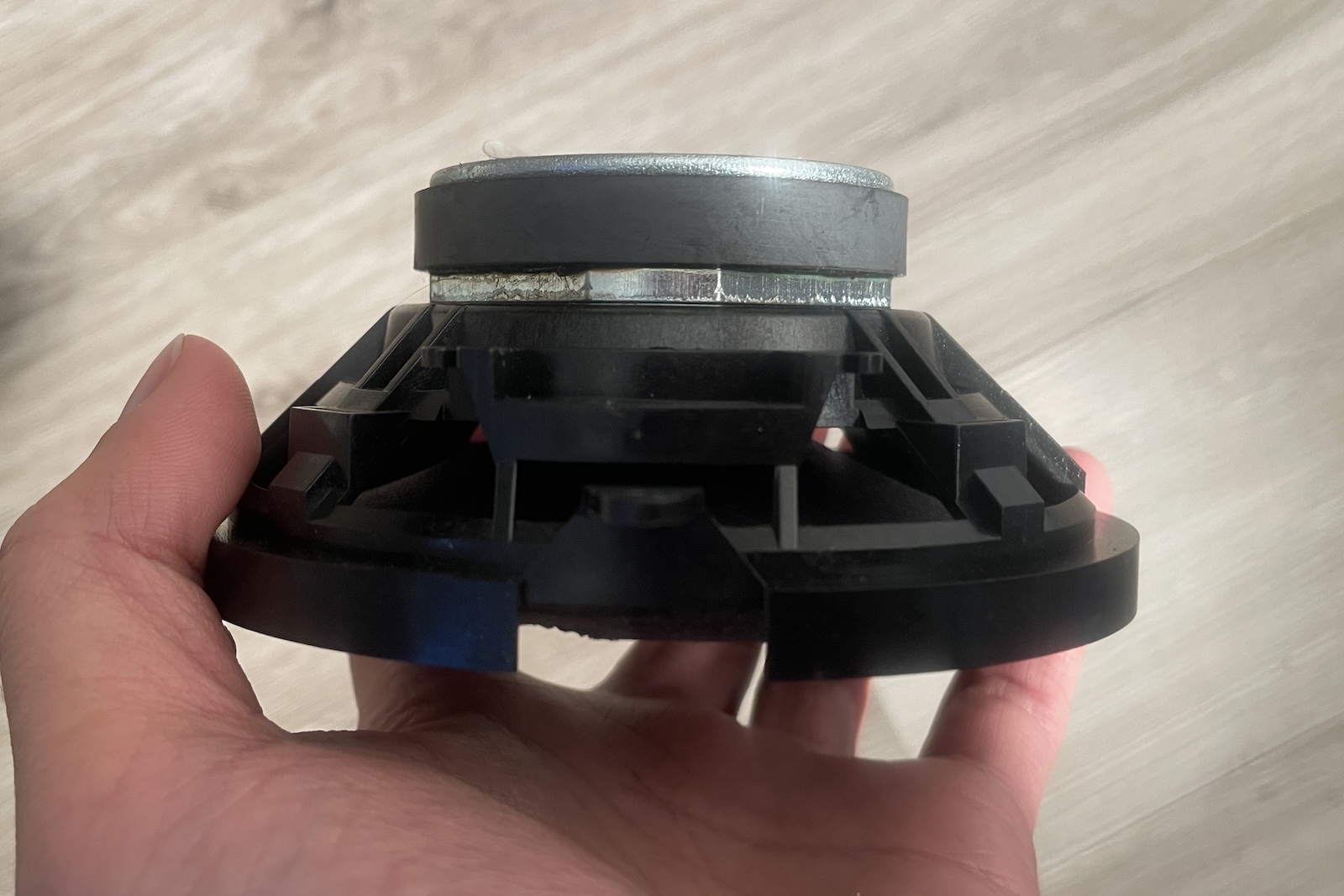 The side of the speaker you don't normally see. Be careful around speaker depth and magnet diameter as they're critical for fitment in a vehicle.