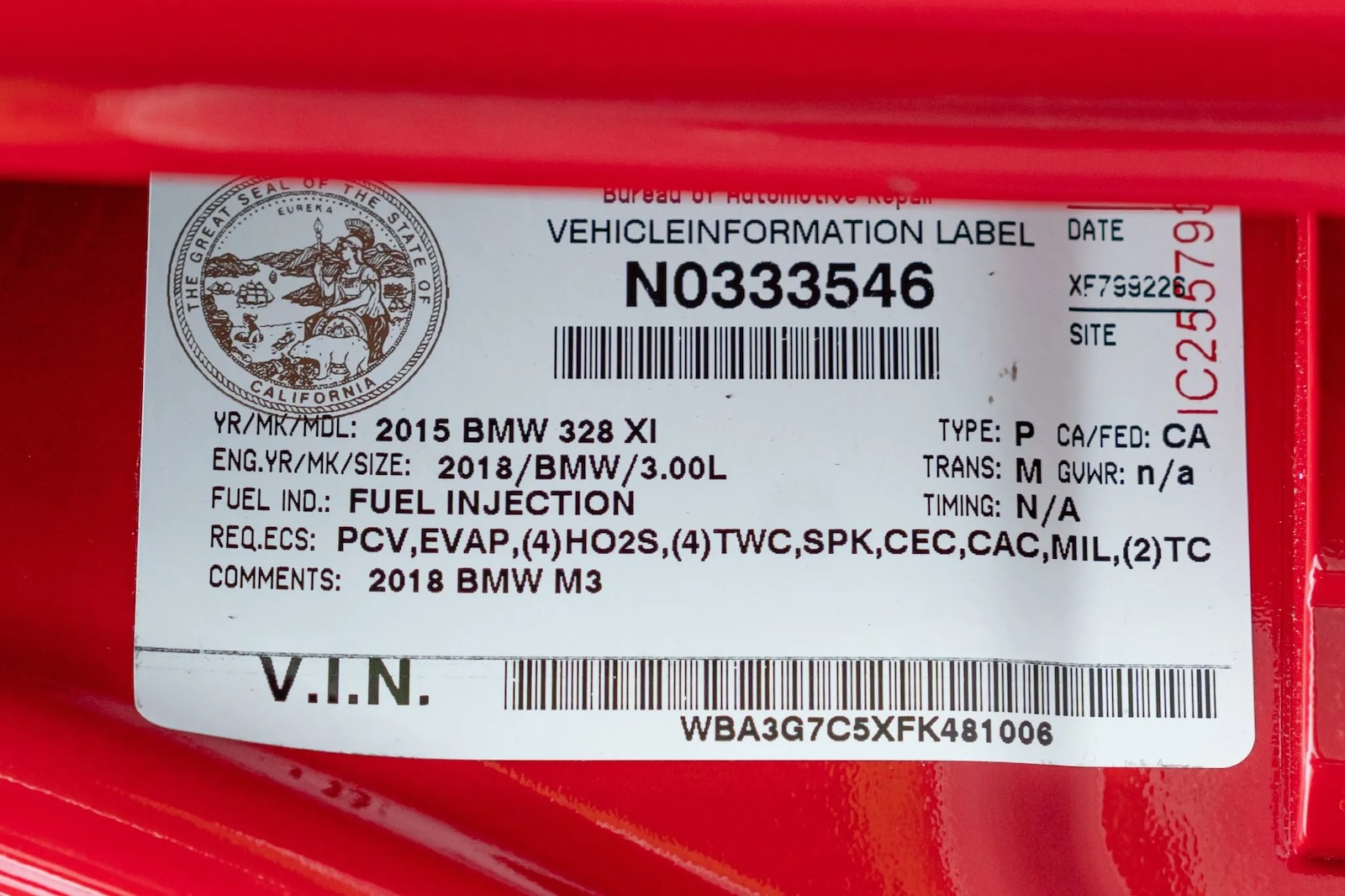 F31 M3 Touring Conversion Bar Sticker Copy