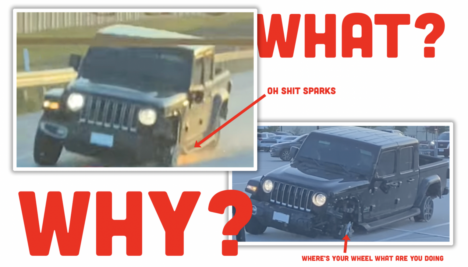 This Video Of A Jeep Gladiator Driving Down A Highway Without Left Tires Is Baffling The Autopian