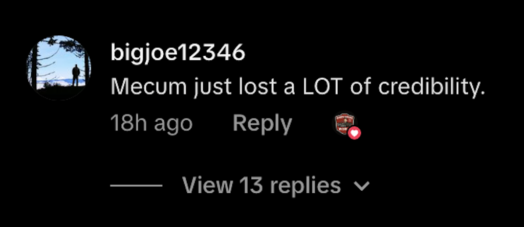 Mecum Auction Tiktok Comment 1