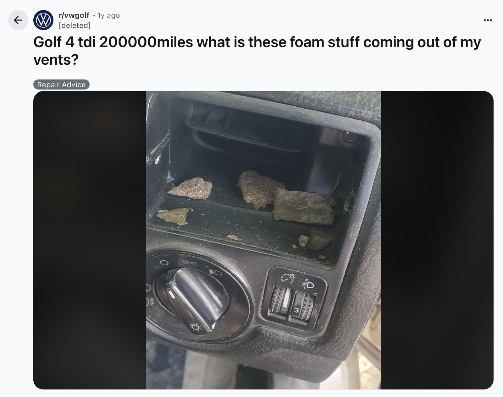 Mk4 Golf Blend Door Foam