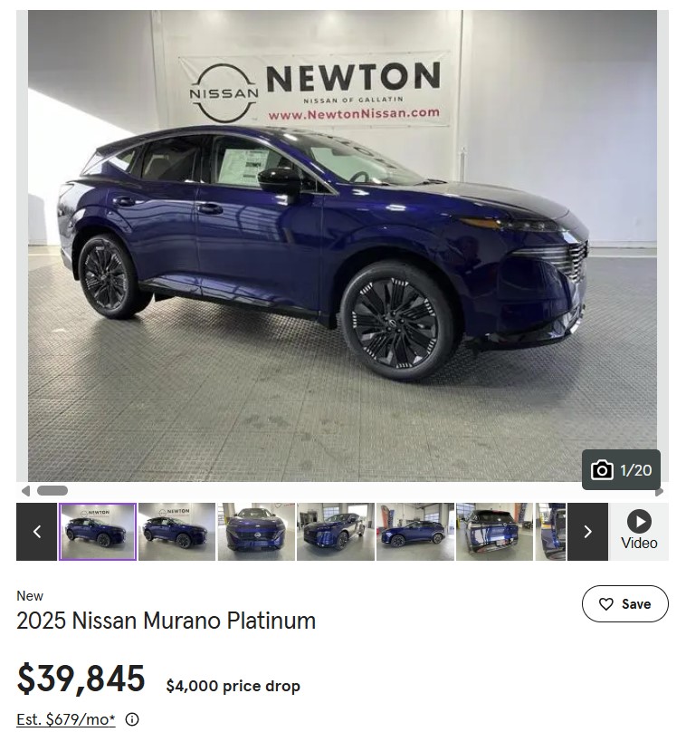 Nissan Murano Cheaper Again Platinum