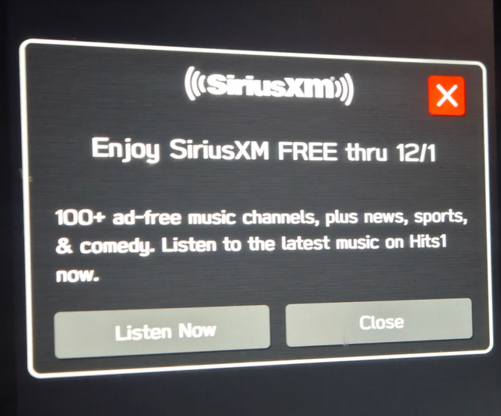 Siriusxm Pop Up Ad