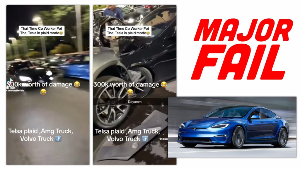 Tesla Model S Plaid Parking Lot Crash 2