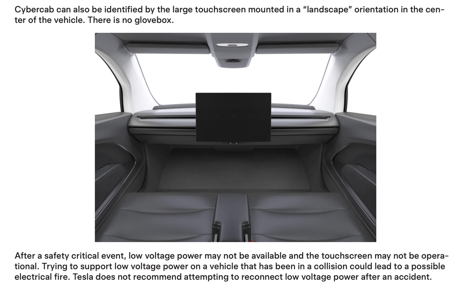 Tesla Cybercab Dash